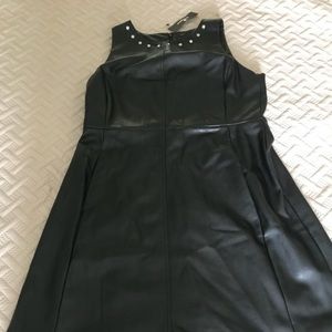 Black leather-like dress